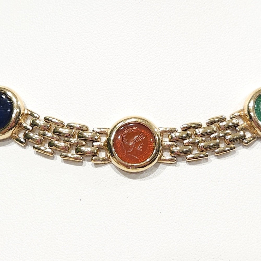 Christian Dior Necklace Gold Gripoix Soldier Cameo Vintage Dior Necklace - Picture 5 of 16